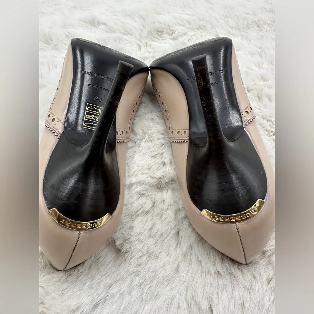 Burberry Leather Nude Pointed Toe Heels 40 US 10‎ - Picture 11 of 13